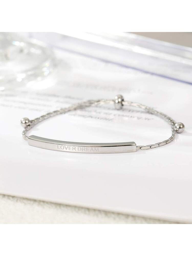 Gold Plated Stainless Steel Curved Tube Charm Bracelet – Adjustable Pull Cord Design for Daily Wear