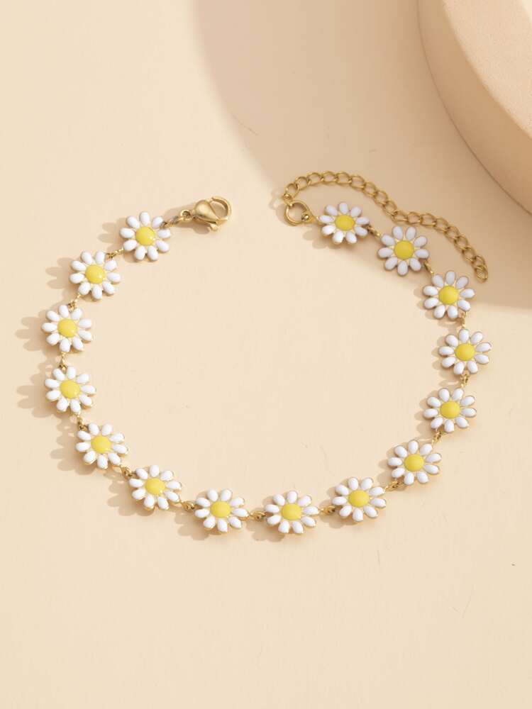 Kids' Flower Chain Anklet – Sweet Stainless Steel Summer Jewelry for Daily Wear
