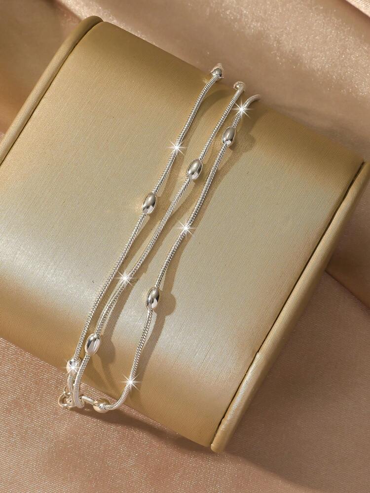 Minimalist 3-Line Olive Bead Bracelet – Elegant Simple Jewelry for Women’s Daily Wear & Gifting