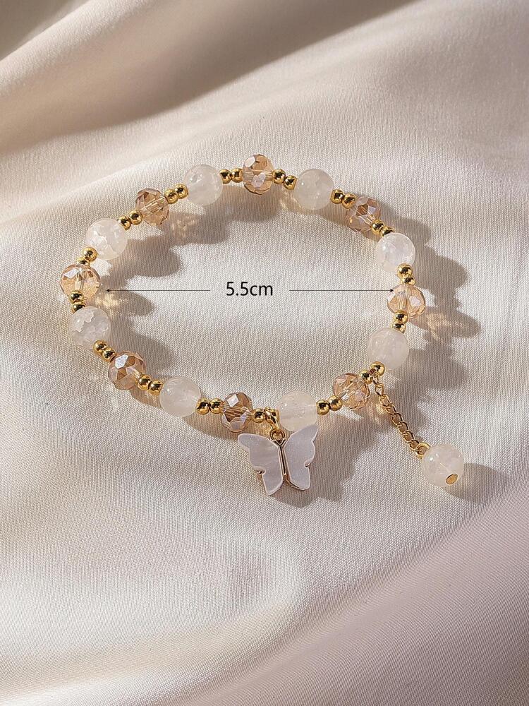 Y2K Beaded Acrylic Butterfly Bracelet – Elastic Cute Jewelry for Women’s Daily Wear & Gifting