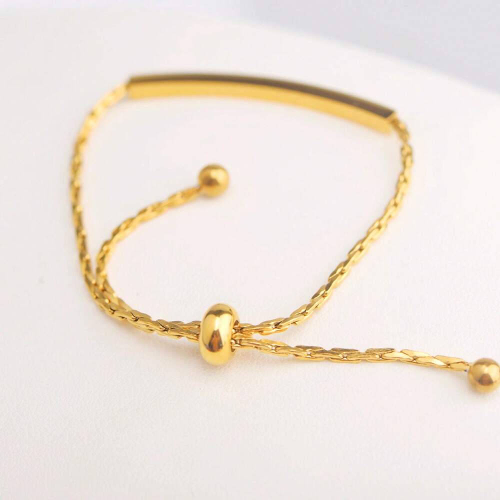 Gold Bent Tube Chain Bracelet – Adjustable Titanium Steel Jewelry for Women, Stylish & Comfortable