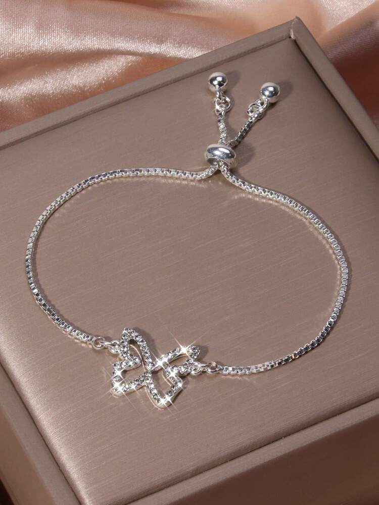 Rhinestone Butterfly Bracelet – Elegant Sparkling Jewelry for Women’s Daily Wear & Special Occasions