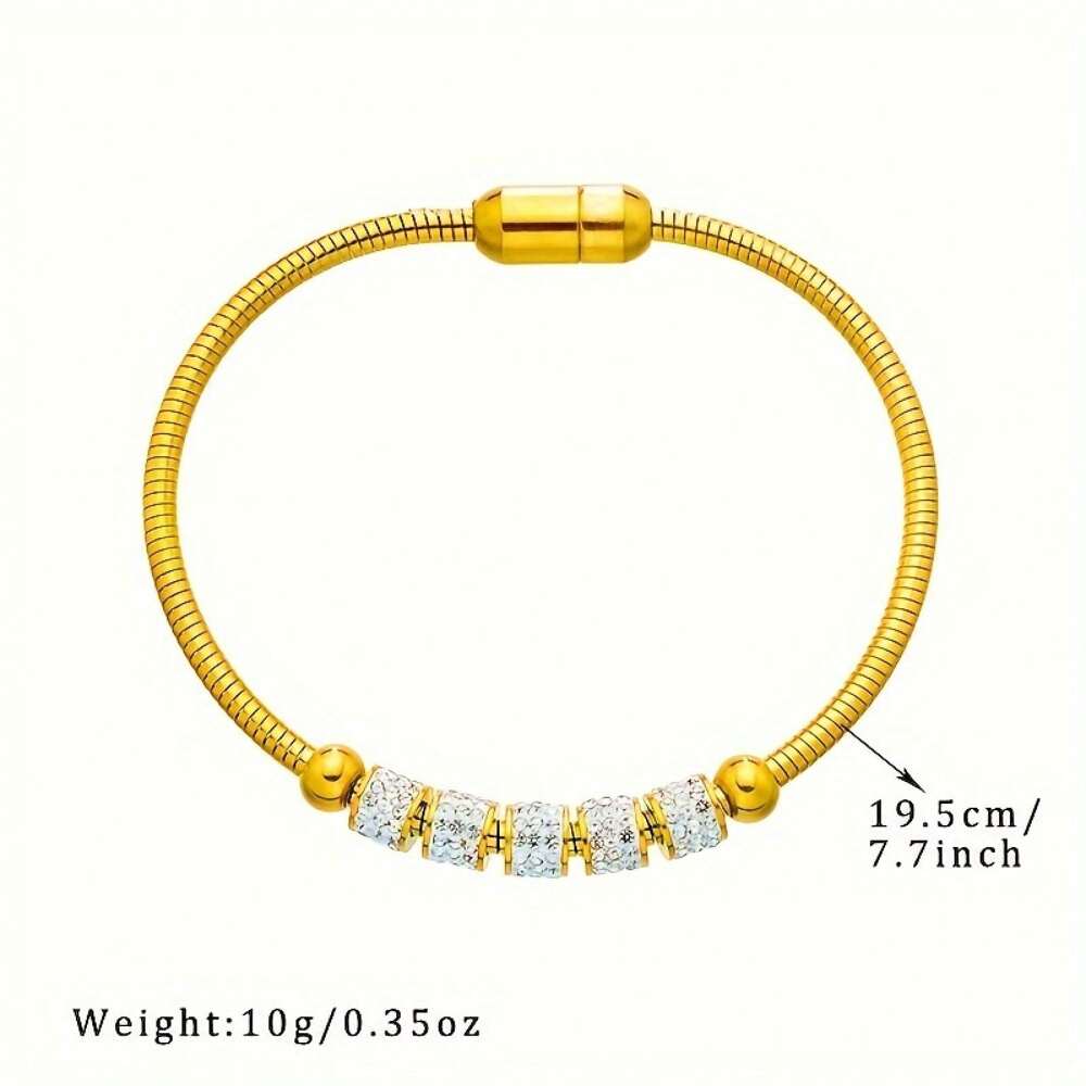 Golden Stainless Steel Cylinder Bracelet – Unisex Elegant Jewelry for Daily Wear & Special Occasions