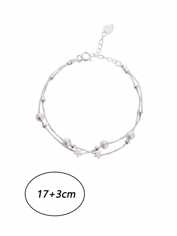 Minimalist Double Layer Star Bracelet – Dainty Lucky Bead Design with Lobster & Round Clasp