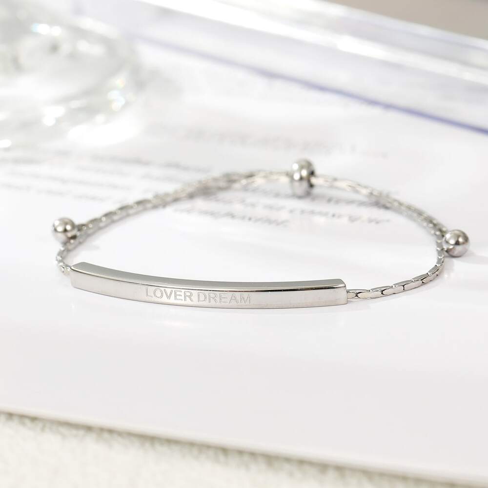 Gold Plated Stainless Steel Curved Tube Charm Bracelet – Adjustable Pull Cord Design for Daily Wear