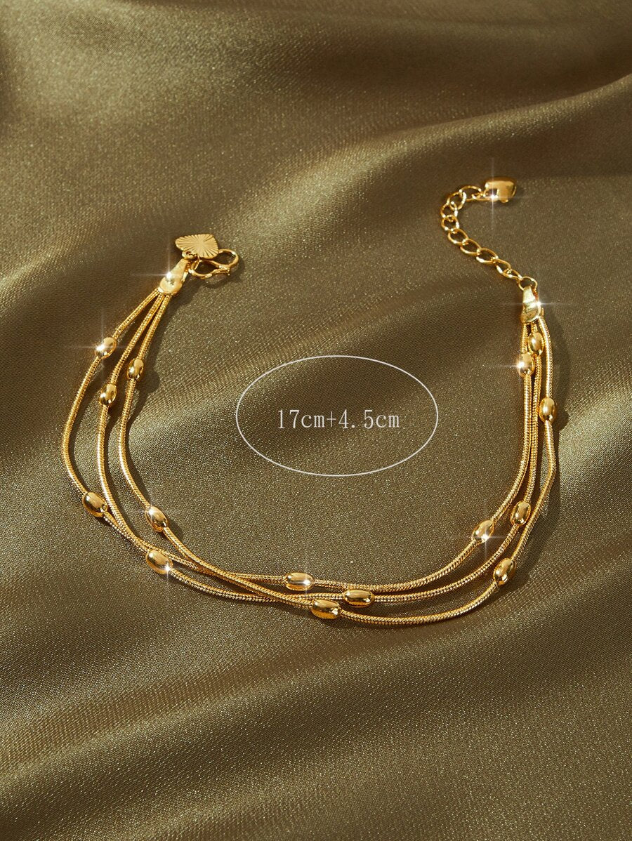 Minimalist 3-Line Olive Bead Bracelet – Elegant Simple Jewelry for Women’s Daily Wear & Gifting