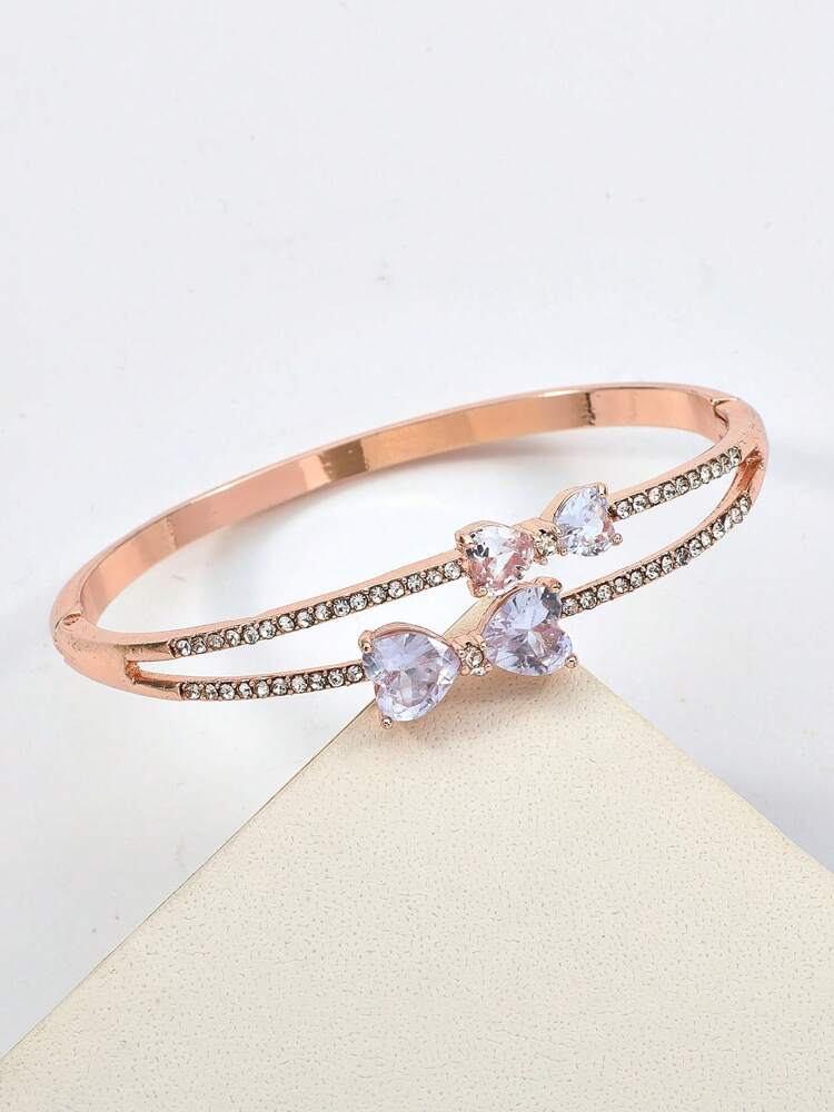 Elegant Women's Bangle With Sparkling Rhinestones And Faux Pearl Accents, Perfect Fashion Jewelry Gift