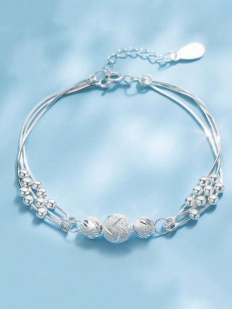 Minimalist Double Layer Star Bracelet – Dainty Lucky Bead Design with Lobster & Round Clasp