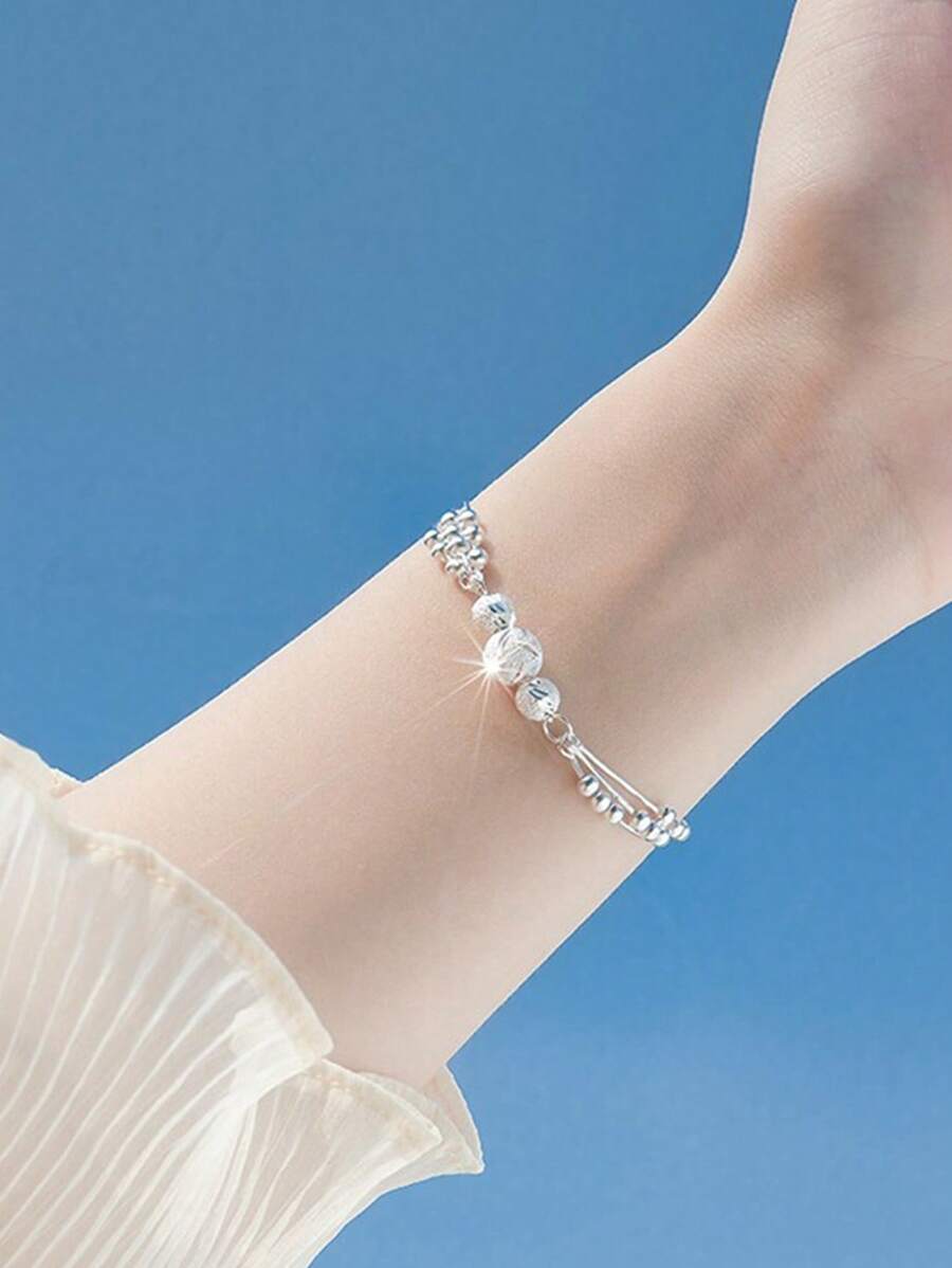 Minimalist Double Layer Star Bracelet – Dainty Lucky Bead Design with Lobster & Round Clasp