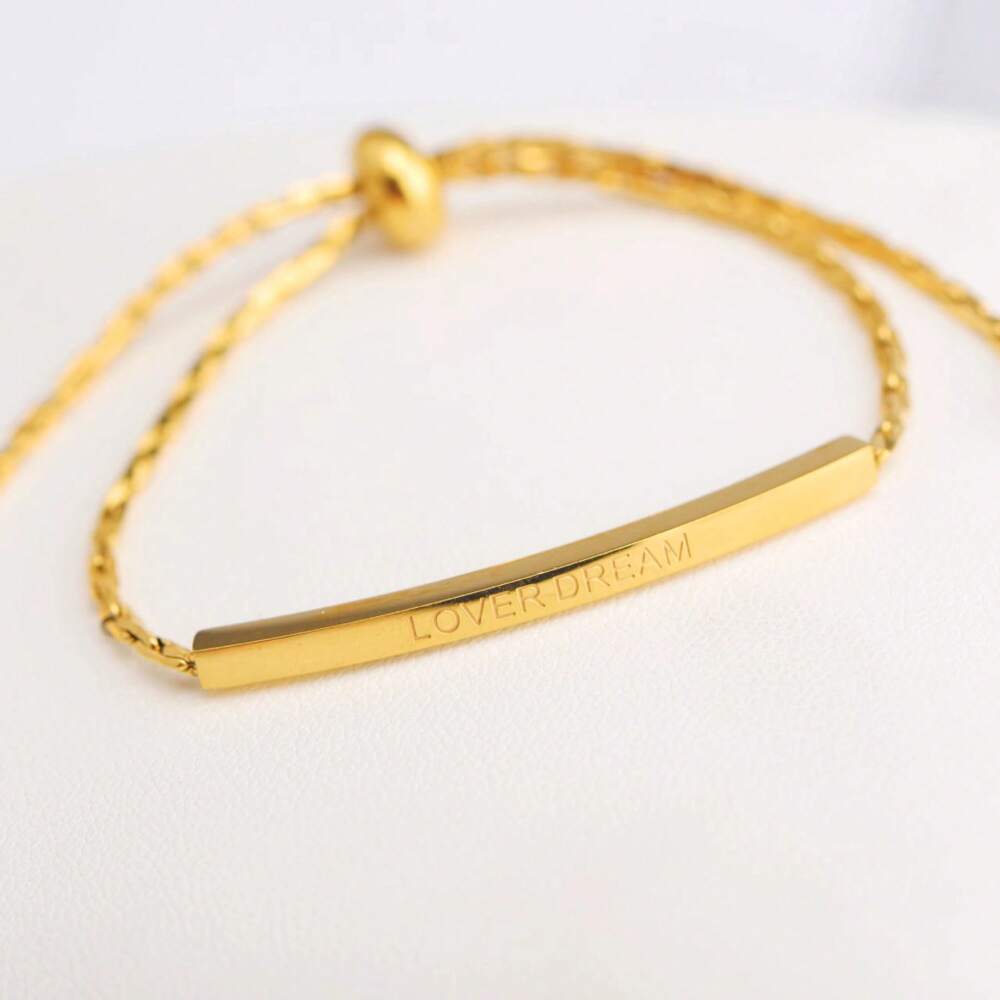 Gold Bent Tube Chain Bracelet – Adjustable Titanium Steel Jewelry for Women, Stylish & Comfortable