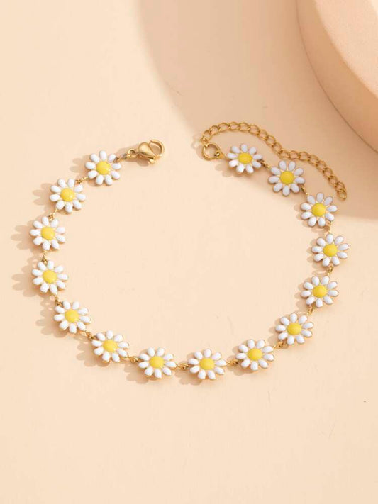 Kids' Flower Chain Anklet – Sweet Stainless Steel Summer Jewelry for Daily Wear