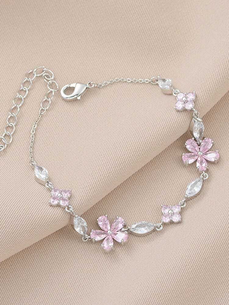 Cherry Blossom Pink Crystal Bracelet – Delicate & Chic Luxury Jewelry for Women