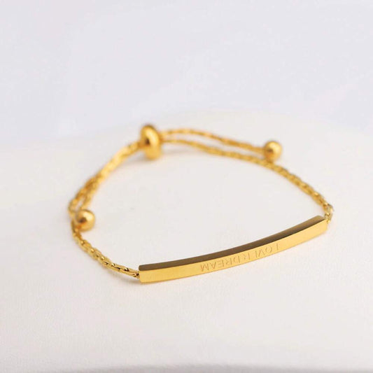 Gold Bent Tube Chain Bracelet – Adjustable Titanium Steel Jewelry for Women, Stylish & Comfortable