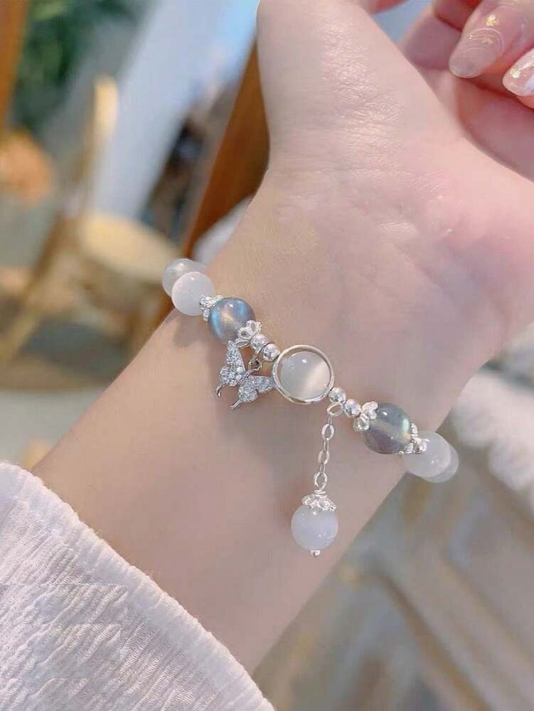 Cat Eye Beaded Butterfly Bracelet – Cute Fashion Gift for Women & Friends