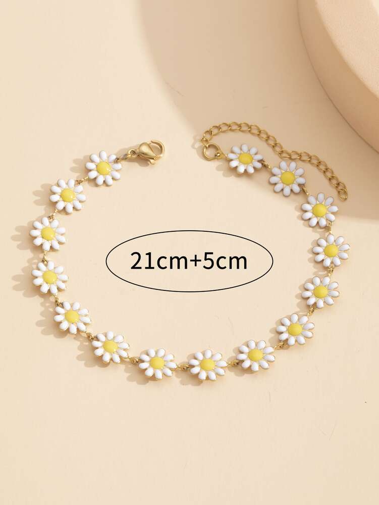 Kids' Flower Chain Anklet – Sweet Stainless Steel Summer Jewelry for Daily Wear