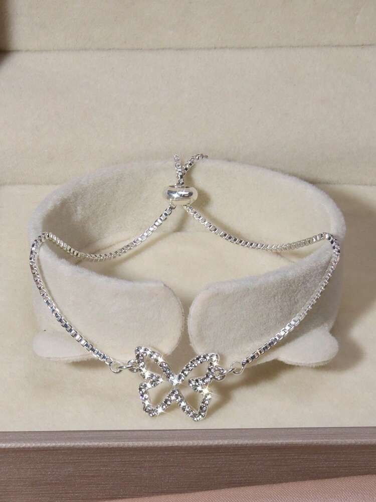 Rhinestone Butterfly Bracelet – Elegant Sparkling Jewelry for Women’s Daily Wear & Special Occasions