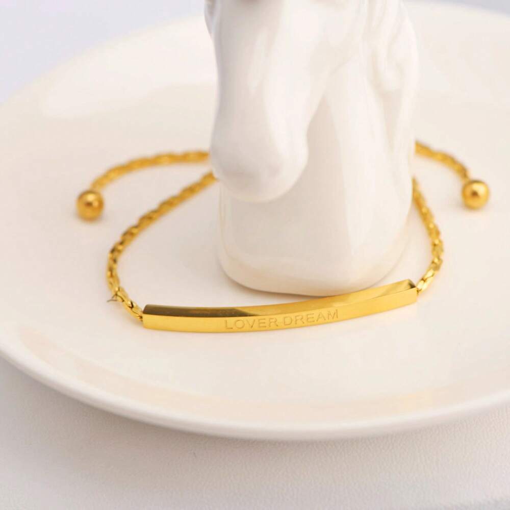 Gold Bent Tube Chain Bracelet – Adjustable Titanium Steel Jewelry for Women, Stylish & Comfortable