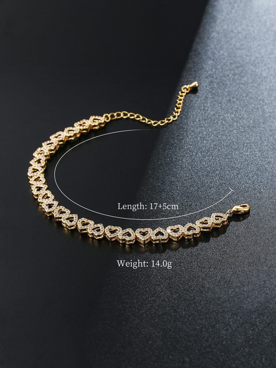 Cubic Zirconia Heart Bracelet – Dainty Sparkling Jewelry Gift for Women & Girls